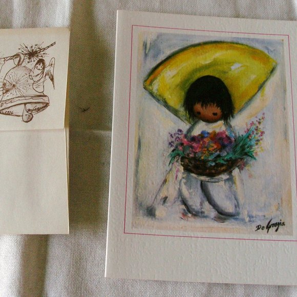 Flower Boy Ted DeGrazia Vintage 1976 Christmas Card With Envelope New Unused Art - Picture 1 of 11
